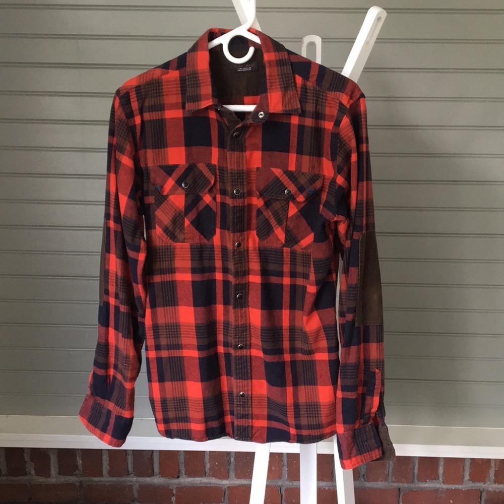 Zara Man Red Plaid Shirt